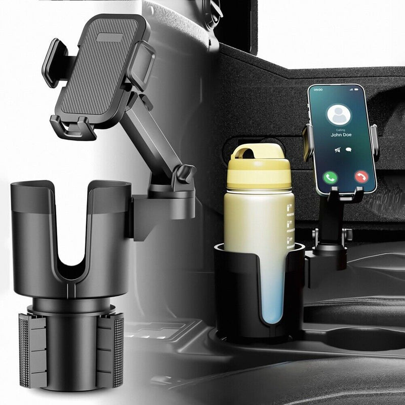 Universal 2In1 Car Cup Holder Expander Adapter 360° Phone Mount Adjustable Base