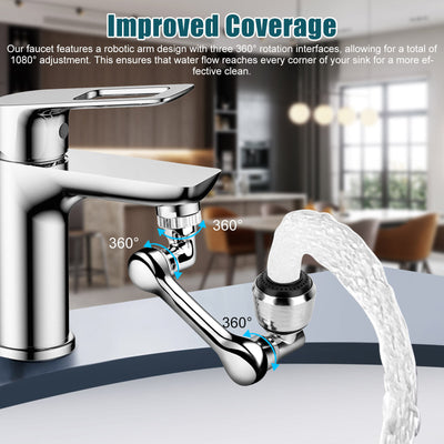 2 Pcs Universal 1080° Swivel Extension Faucet Aerator Rotate Robotic Arm Extend