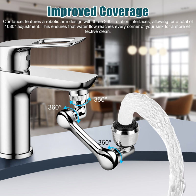 2 Pcs Universal 1080° Swivel Extension Faucet Aerator Rotate Robotic Arm Extend