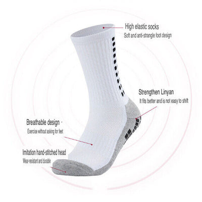 Premium 3 Pair Sport Socks anti Slip W/ Grip Soccer Men Football Basketball Sock