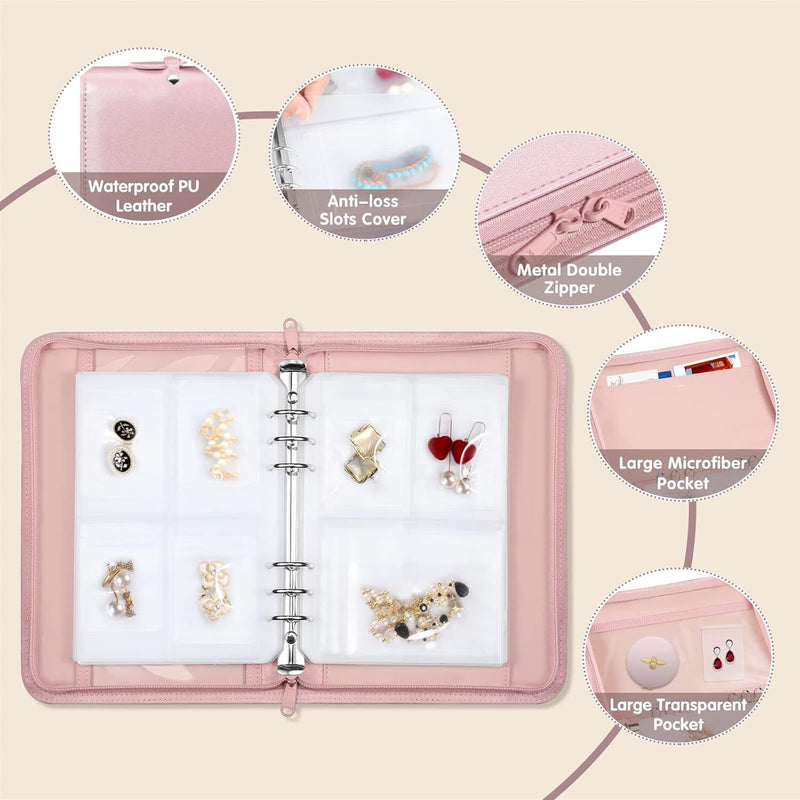 Large Capacity Jewelry Travel Organizer Case Portable Jewelry Storage Book Bag