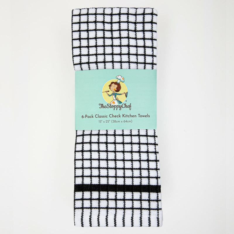 Checkered Kitchen Towels (Pack of 6), 15X25 in - Color Options, Absorbent Cotton