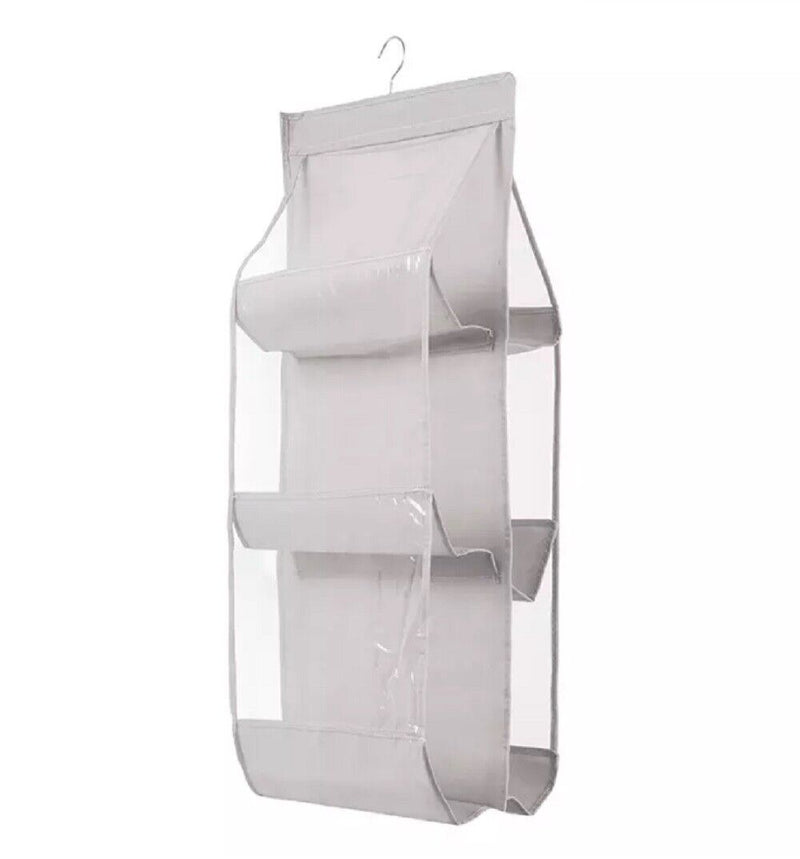 Hanging Handbag Organizer for Wardrobe - 6 Pocket Shelf Bag Storage Holder