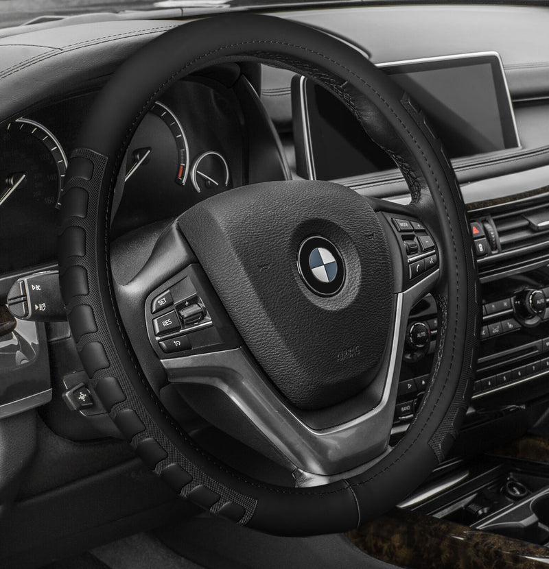 Universal Fit Microfiber Leather Steering Wheel Cover Fits 14.5" - 15.5"