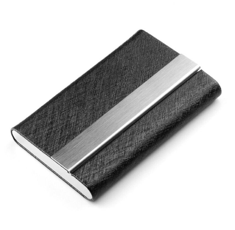 Metal PU Leather Pocket Card Holder - Slim Business ID Credit Card Case Wallet