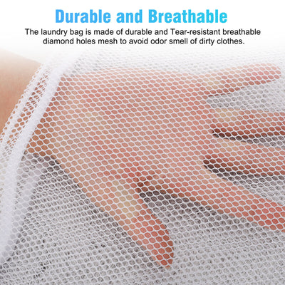 2Pcs Heavy Duty Laundry Bag Large Mesh Wash Clothes with Drawstring Top Closure