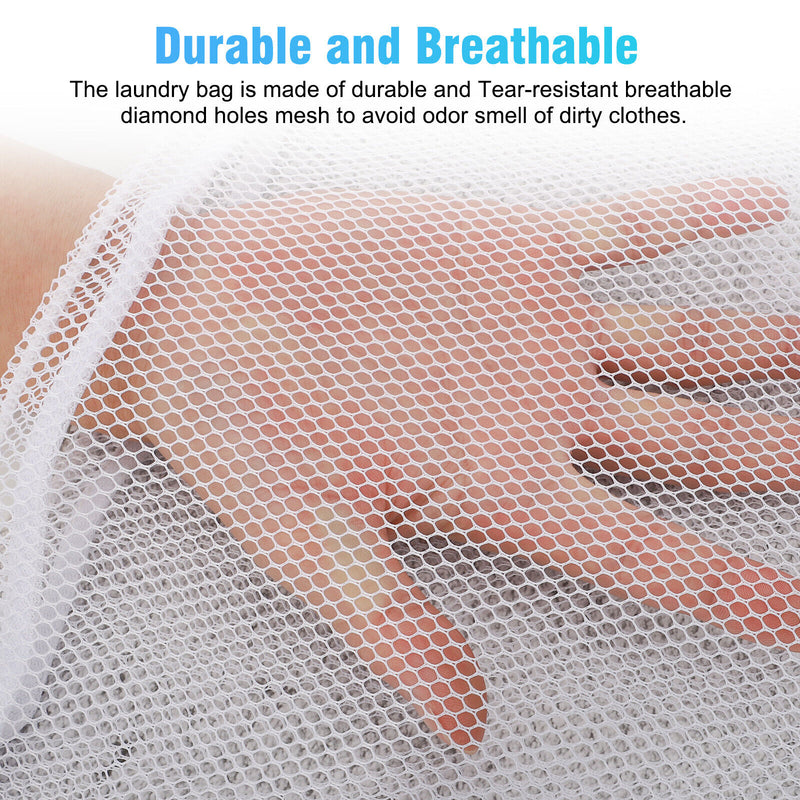 2Pcs Heavy Duty Laundry Bag Large Mesh Wash Clothes with Drawstring Top Closure