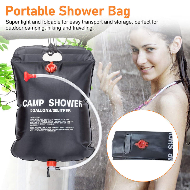 20L Portable Solar Shower Bag Outdoor Camping Bath Solar Heated Traveling Hiking