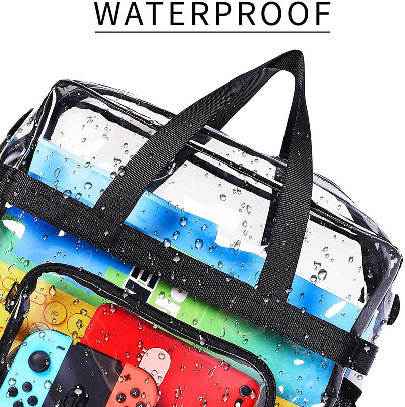 Clear PVC Tote Pack Bag Handbag Zip Purse Stadium Transparent Security Approved