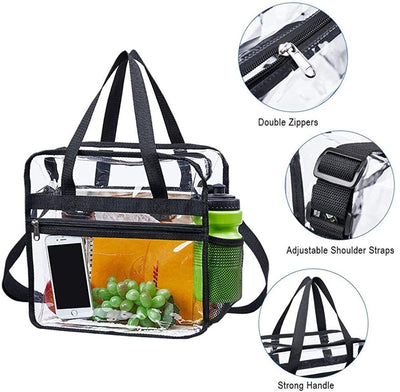 Clear PVC Tote Pack Bag Handbag Zip Purse Stadium Transparent Security Approved