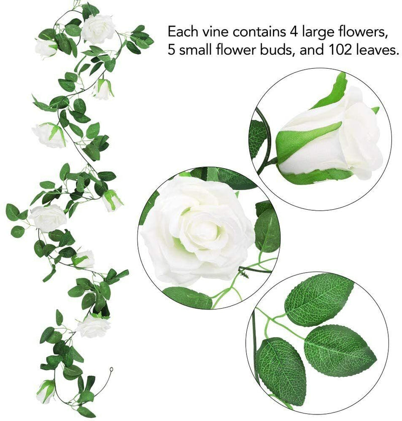 6Pcs Garland Wall Silk Artificial Hanging Rose Flowers Vine Wedding Decor 7.5 Ft
