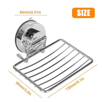 Suction Soap Dish Stainless Steel Wall Mounted Holder Bar Bathroom Shower Basket