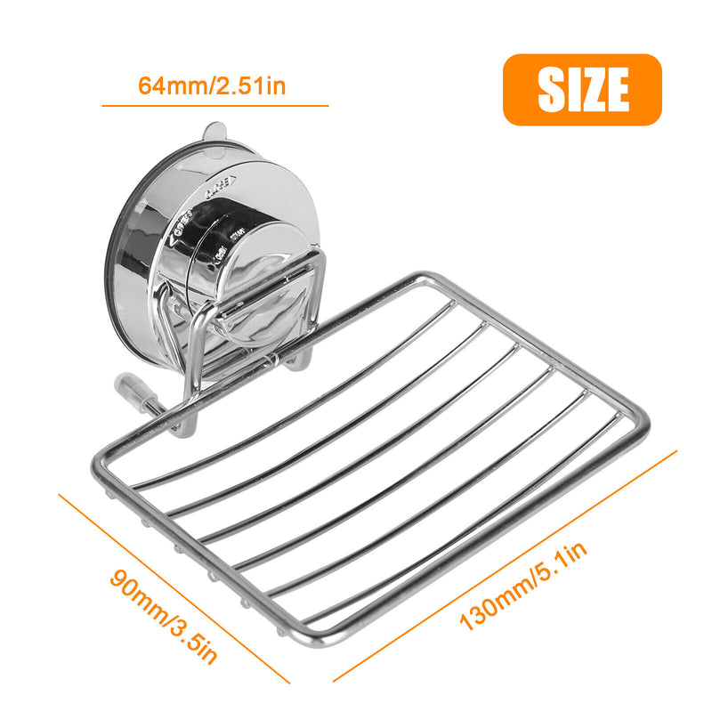 Suction Soap Dish Stainless Steel Wall Mounted Holder Bar Bathroom Shower Basket