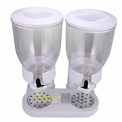 Double Two Cereal Storage Dispenser Kitchen Pantry Rice Grain Dry Food Container