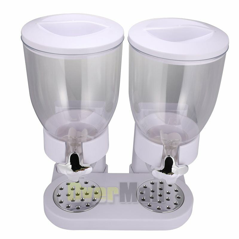 Double Two Cereal Storage Dispenser Kitchen Pantry Rice Grain Dry Food Container