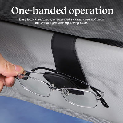 Car Magnetic Leather Sunglasses Holder for Car Sun Visor Eyeglass Hanger Clip US