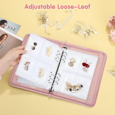 Large Capacity Jewelry Travel Organizer Case Portable Jewelry Storage Book Bag