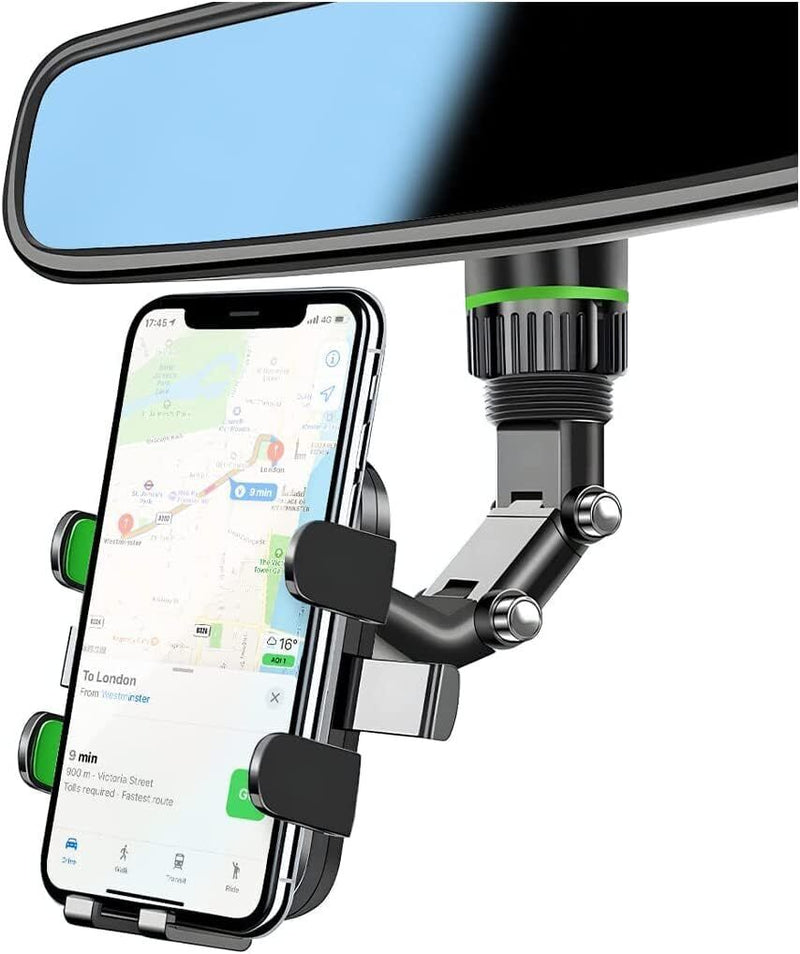 360° Car Phone Holder Rotatable and Retractable Rearview Mirror Universal Mount