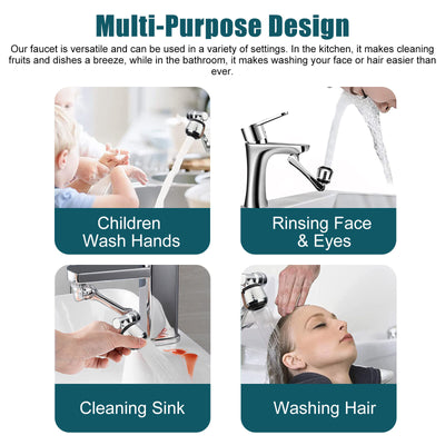 2 Pcs Universal 1080° Swivel Extension Faucet Aerator Rotate Robotic Arm Extend