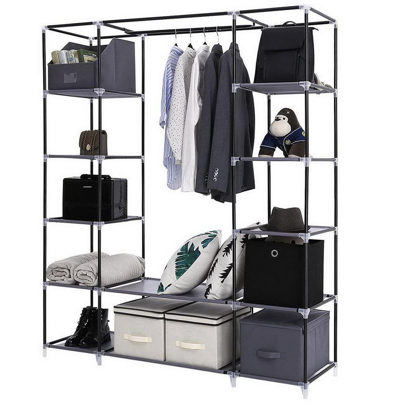 Portable Closet Wardrobe Clothes Rack Storage Organizer Shelf Water-Proof Fabric
