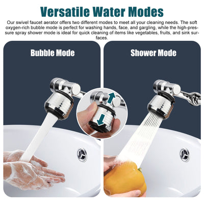2 Pcs Universal 1080° Swivel Extension Faucet Aerator Rotate Robotic Arm Extend