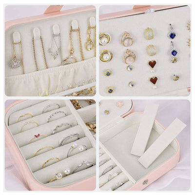 Portable Jewelry Box Organizer Leather Jewellery Ornaments Case Travel Storage