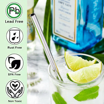Reusable Stainless Steel Drinking Straws Set with Silicon Tips and Travel Case