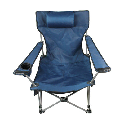 Oversized Camping Chair Outdoor Heavy Duty Folding Chair W/ Cup Holder & Pillow