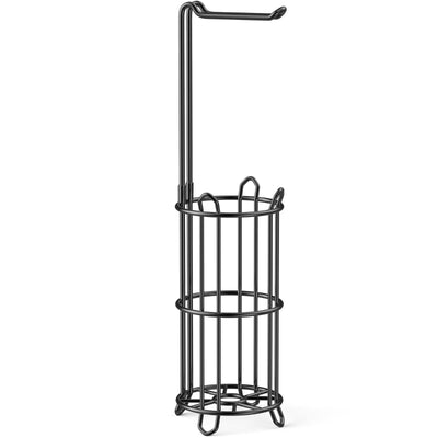 Freestanding Bathroom Toilet Paper Holder Stand & Dispenser Storage Black