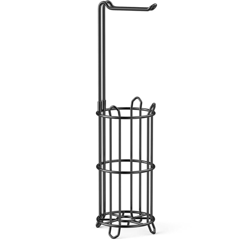 Freestanding Bathroom Toilet Paper Holder Stand & Dispenser Storage Black