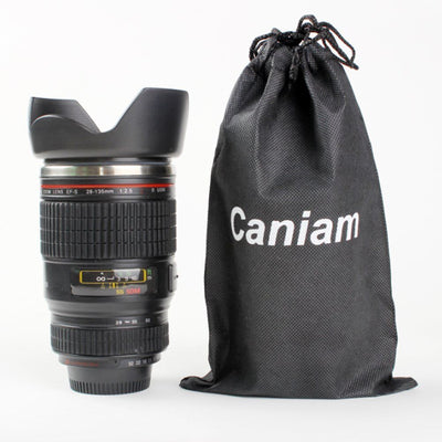 Stainless Steel Camera Lens Cup Canon Camera Lens Coffee Travel Mug with Holder