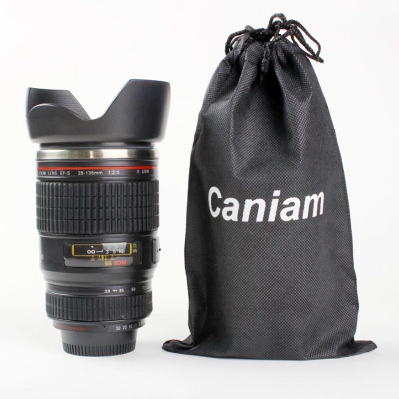 Stainless Steel Camera Lens Cup Canon Camera Lens Coffee Travel Mug with Holder