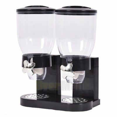 Double Two Cereal Storage Dispenser Kitchen Pantry Rice Grain Dry Food Container