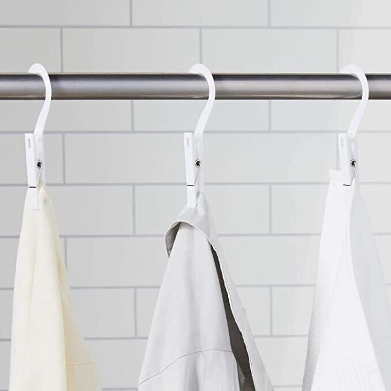 Laundry Hooks Clips Clothespin Hangers Plastic White 10 Count, 2-Pack