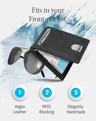 Slim Wallets for Men Bifold Mens Wallet with Removable Money Clip RFID Blocking