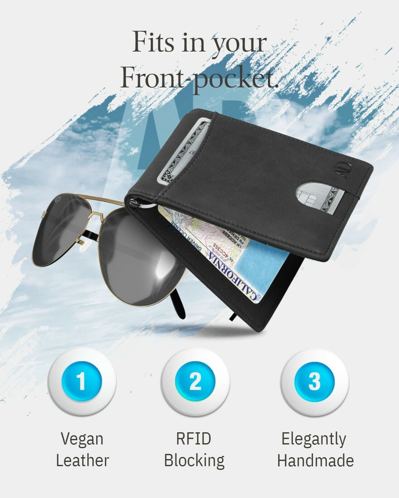 Slim Wallets for Men Bifold Mens Wallet with Removable Money Clip RFID Blocking