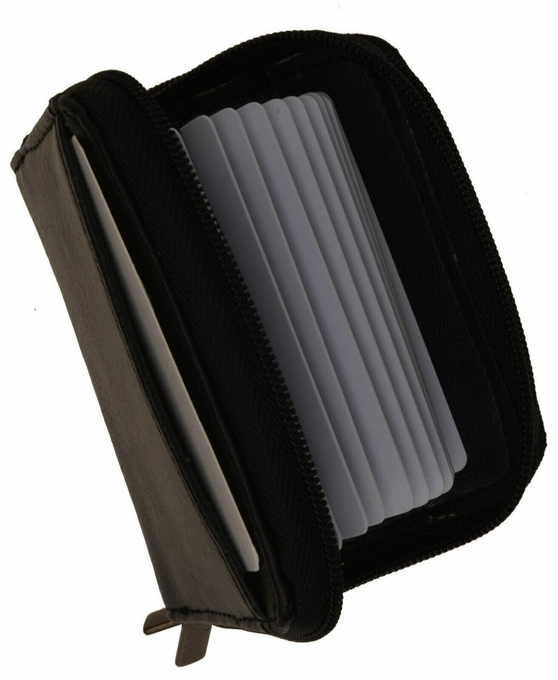 Marshal RFID Genuine Leather Credit Card Holder Accordion Wallet, Black