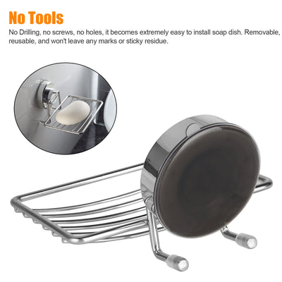 Suction Soap Dish Stainless Steel Wall Mounted Holder Bar Bathroom Shower Basket