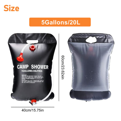 20L Portable Solar Shower Bag Outdoor Camping Bath Solar Heated Traveling Hiking