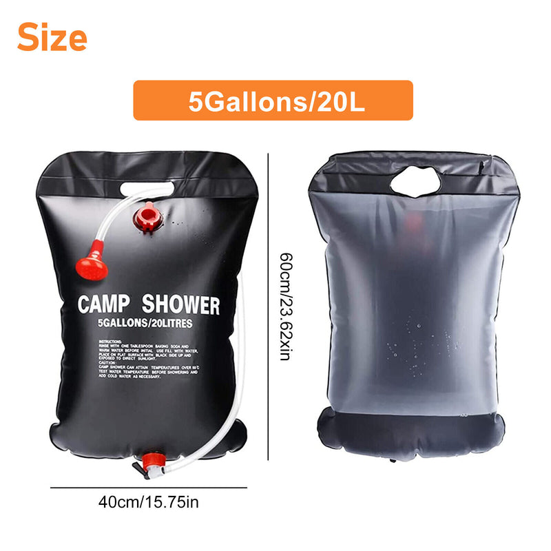 20L Portable Solar Shower Bag Outdoor Camping Bath Solar Heated Traveling Hiking
