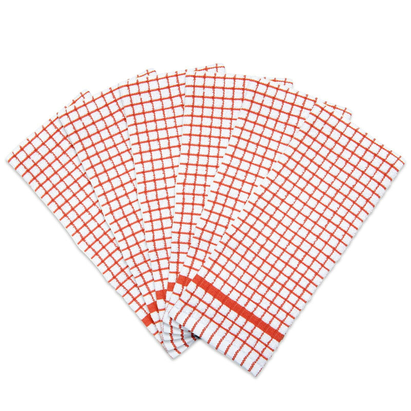 Checkered Kitchen Towels (Pack of 6), 15X25 in - Color Options, Absorbent Cotton