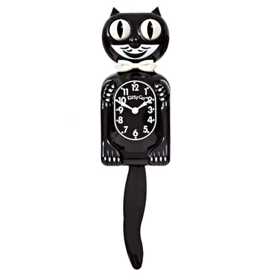 BLACK KITTY CAT CLOCK (3/4 Size) 12.75" Free Battery MADE in USA Kit-Cat Klock
