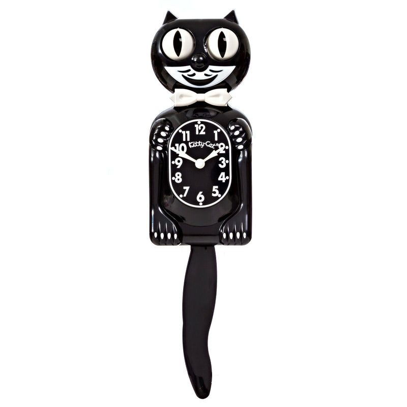 BLACK KITTY CAT CLOCK (3/4 Size) 12.75" Free Battery MADE in USA Kit-Cat Klock