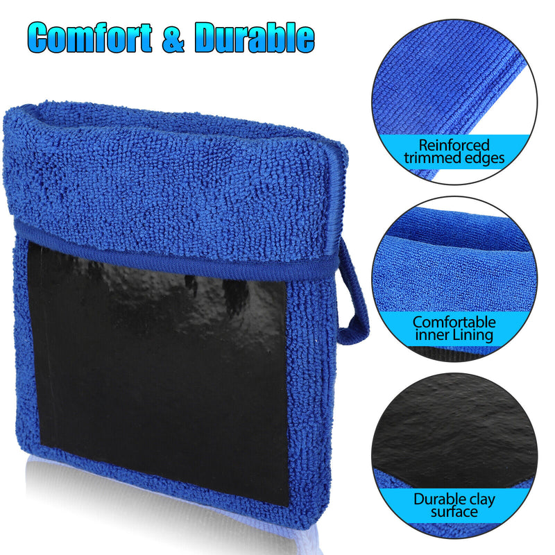 2X Car Wash Gloves Microfiber Clay Bar Towel Detailing Cleaning Cloth Rag Mitt