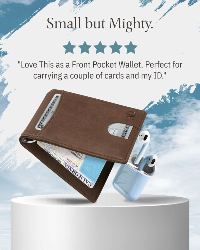 Slim Wallets for Men Bifold Mens Wallet with Removable Money Clip RFID Blocking