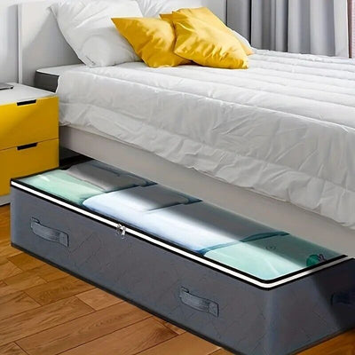 Flexible Zippered under Bed Storage Dust Bag Underbed Clothes Hats Blankets Gray