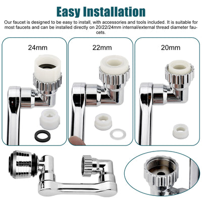 2 Pcs Universal 1080° Swivel Extension Faucet Aerator Rotate Robotic Arm Extend