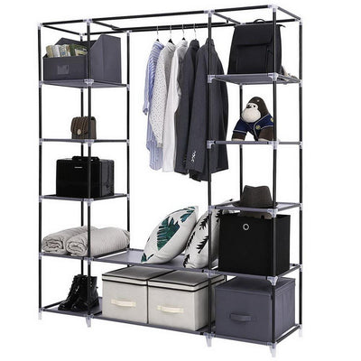 Portable Closet Wardrobe Clothes Rack Storage Organizer Shelf Water-Proof Fabric