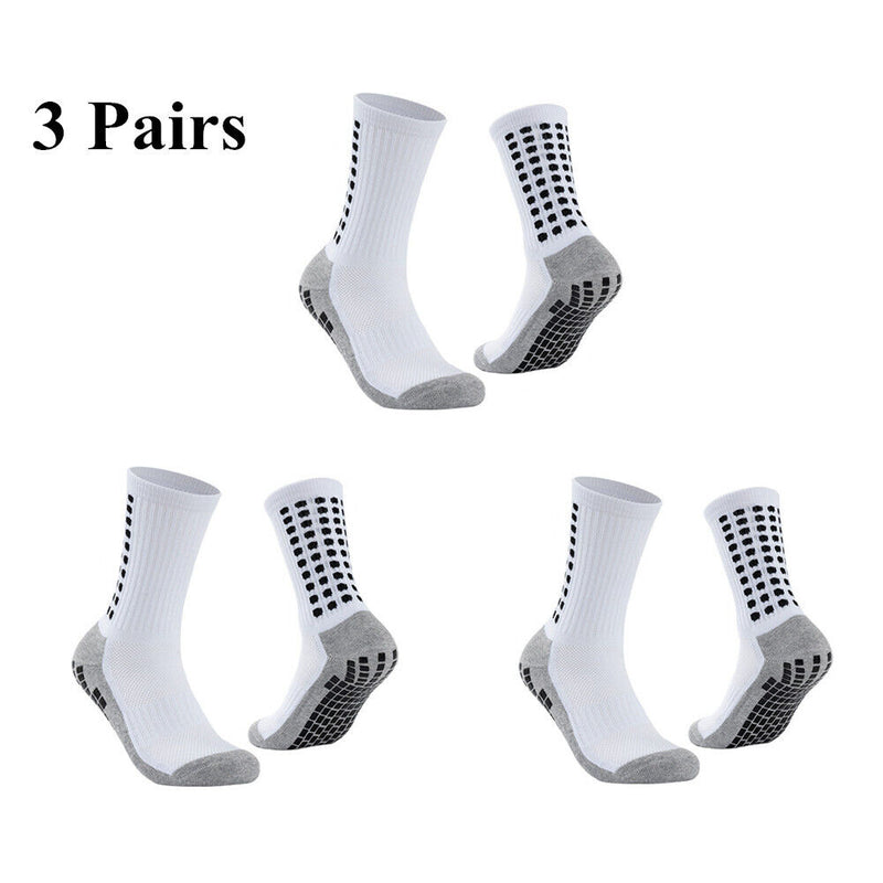 Premium 3 Pair Sport Socks anti Slip W/ Grip Soccer Men Football Basketball Sock