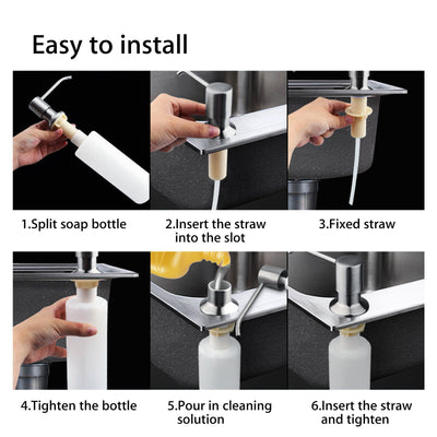 300ML Kitchen Sink Soap Dispenser Polish Stainless Steel Hand Liquid Pump Bottle